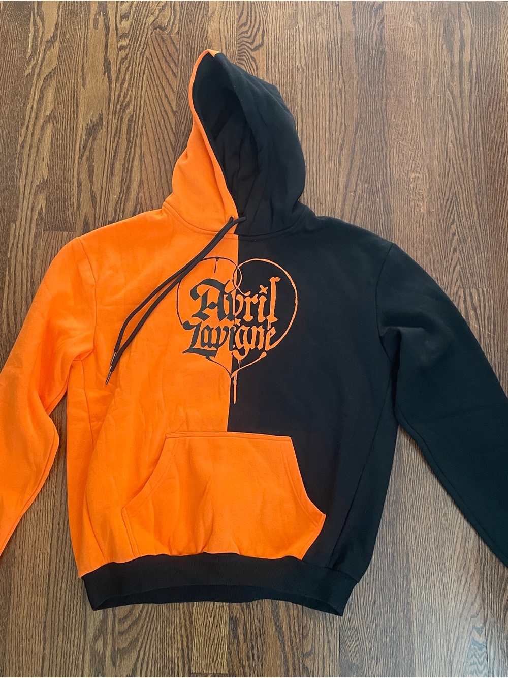 Avril Lavigne Split Orange & Black Hoodie - Unisex Small. NWT